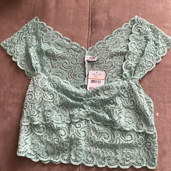 Intimately Free People Womens Chase Me Lace Crop Bralette Pink S in Lime NWT - Picture 2 of 5